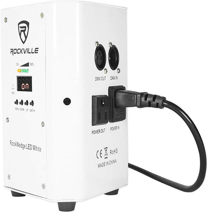 Rockville ROCKWEDGE Package White (6) Battery Wireless Par Lights with Charging Case, 6-in-1 RGBWA+UV, 7500mAh Battery, DMX Control, 6500 Lux Brightness, for DJs and Event Planners