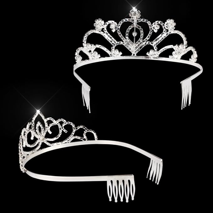 Pack of 2 Rhinestone Tiara Crown Exquisite Headband Comb Pin Wedding Bridal Birthday Tiaras