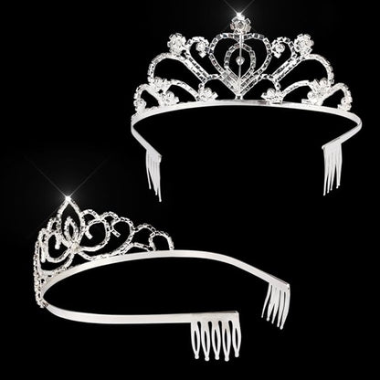 Pack of 2 Rhinestone Tiara Crown Exquisite Headband Comb Pin Wedding Bridal Birthday Tiaras