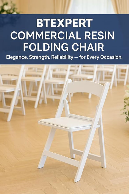 BTEXPERT Set of 16,Resin Folding Chair Vinyl Padded Seat 1000LB Weight Capacity Indoor Outdoor Lightweight Set for Home Event Party Picnic Kitchen Dining Church School Weddings 1000lb Weight Capacity