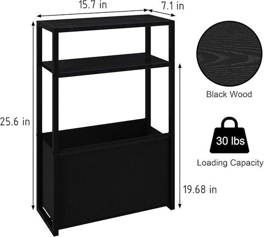 Narrow Side Table, Slim Side Table with Magazine Rack, Bathroom Table for Small Spaces, Narrow Bedside Table for Living Room, Bedroom | with Magazine Rack, Bathroom Table, for Small Spaces, for Living Room, Bedroom