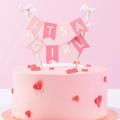 It's a Girl - Pink Gender Reveal Party Decoration, Baby Shower Cake Topper
