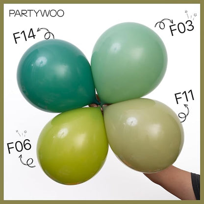 PartyWoo Sage Green Balloons 101pcs 12 Inch Olive Boho Green Latex Helium Balloons for Birthday Baby Shower Graduation Wedding Dinosaur Jungle Golf Football Baseball Theme Party Decorations Green-F11