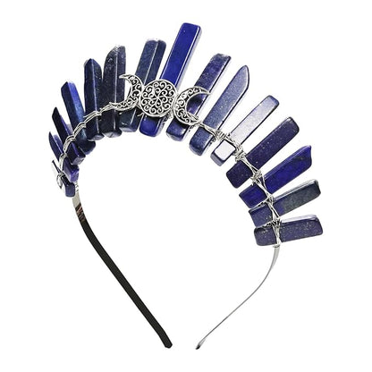 Chlorite Raw Quartz Headband, Tiara Crystal Hairband Fashion Rhinestone Headwear for Women Girls (sodalite1)