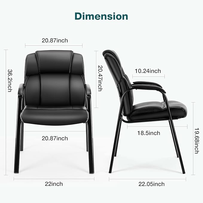 OLIXIS Waiting Room Chair Set of 6, Leather Office Desk Reception Guest Stationary Side Chairs with Padded Arms for Home Conference Lobby Area Meeting Church Medical Clinic Elderly Student