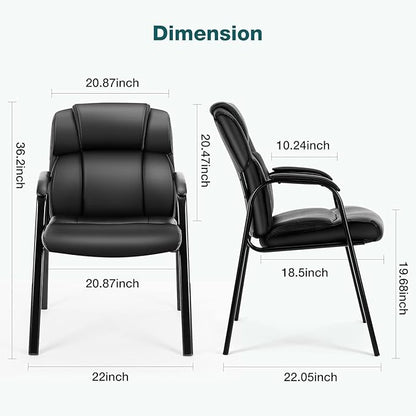 OLIXIS Waiting Room Chair Set of 6, Leather Office Desk Reception Guest Stationary Side Chairs with Padded Arms for Home Conference Lobby Area Meeting Church Medical Clinic Elderly Student