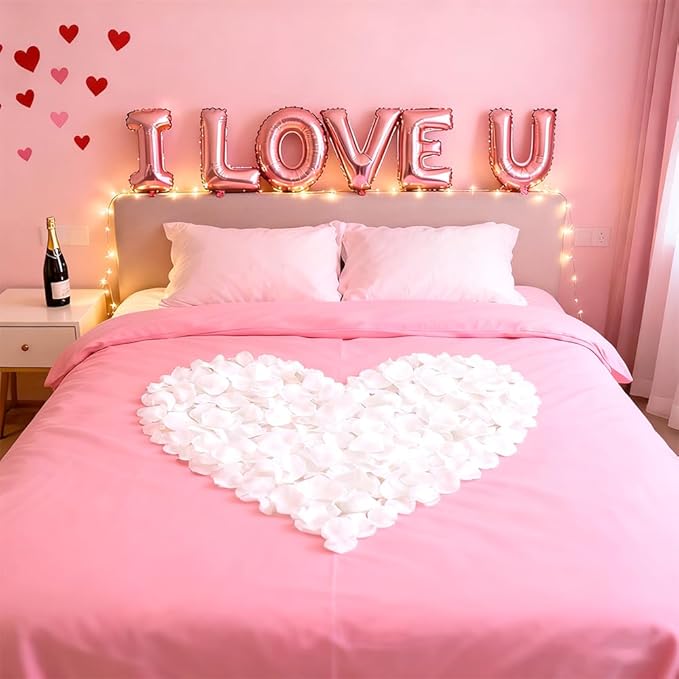 Rose Petals 2000pcs Artificial Silk White Rose Petals Flower Petals Fake Faux Roses Petal for Romantic Night Roses Petal Decorations for Wedding Proposal Anniversary Valentine's Day Flower Decorations