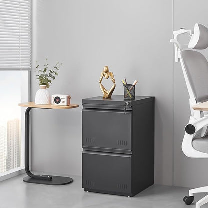 2 Drawer File Cabinets for Home Office, Vertical File Cabinet with Lock, Office Cabinet for A4/Letter/Legal Size, Under Desk Filing Cabinet, Assembly Required(Black)
