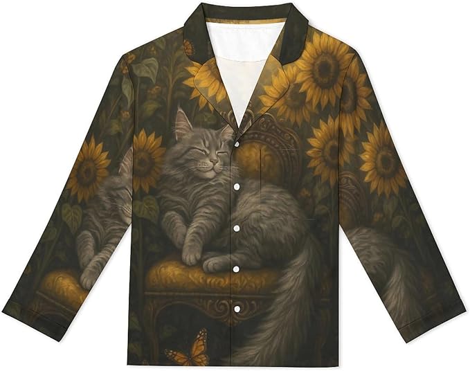 Lemons Leaves Ceramic Style Womens Pajama Set Long Sleeve Pajamas Top And Pants Soft Loungewear Pjs Sets