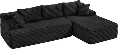 Hobestluk Modular Sectional Sofa Couches L-Shape Couch 3 Seat Modular Sofa Memory Foam Sectional Couches for Living Room, Cloud Couch with Oversized Chaise (Right Facing)