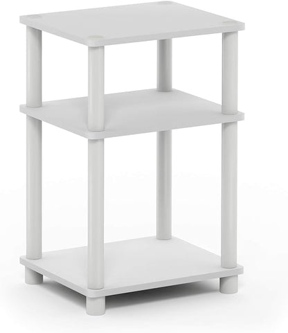 Furinno JUST Side Table, 3-Tier End Table, Open Shelves Night Stand, Bedside Table, Toolless Assembly, for Living Room, Bedroom, Bathroom, White(Espresso) | with Plastic Poles, 1-Pack