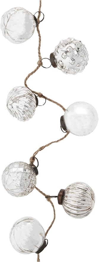 Creative Co-Op Embossed Antique Silver Mercury Glass Ornamental Garland (XC5496)