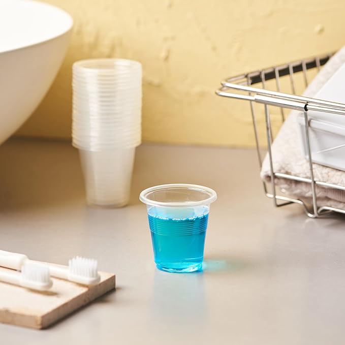 500 Pack 3.5 OZ Clear Plastic Cups, Small Disposable Mouthwash 3.5 Ounce Bathroom Cups (Formerly FULING)