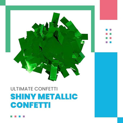Ultimate Confetti, Rectangular Green Mylar Shiny Foil Metallic Confetti for Cannon and Launcher use - Gender Reveal Confetti for Wedding, Parties, Mother’s Day and Live Events - 30 lb, 480 oz