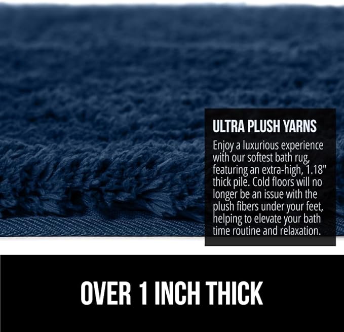 GORILLA GRIP Bathroom Rugs, 30x20, Ultra Soft Absorbent Mat, Thick Plush Bath Rug, Machine Washable, Microfiber Quick Dry, Mats for Shower, Bathtub and Floor, Home Decor Accessories, Navy Blue