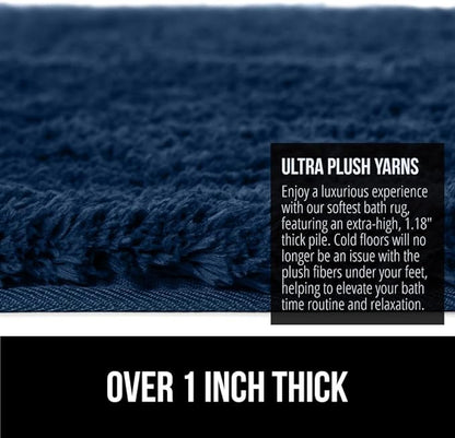 GORILLA GRIP Bathroom Rugs, 42x24, Ultra Soft Absorbent Mat, Thick Plush Bath Rug, Machine Washable, Microfiber Quick Dry, Mats for Shower, Bathtub and Floor, Home Decor Accessories, Navy Blue
