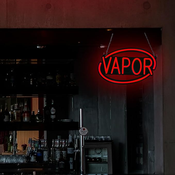 VAPOR-LED Neon Sign for Business,16x10 inch Vape Smoke Shop Sign RGB Bright Led for Window Wall Door VapeSmoke Store
