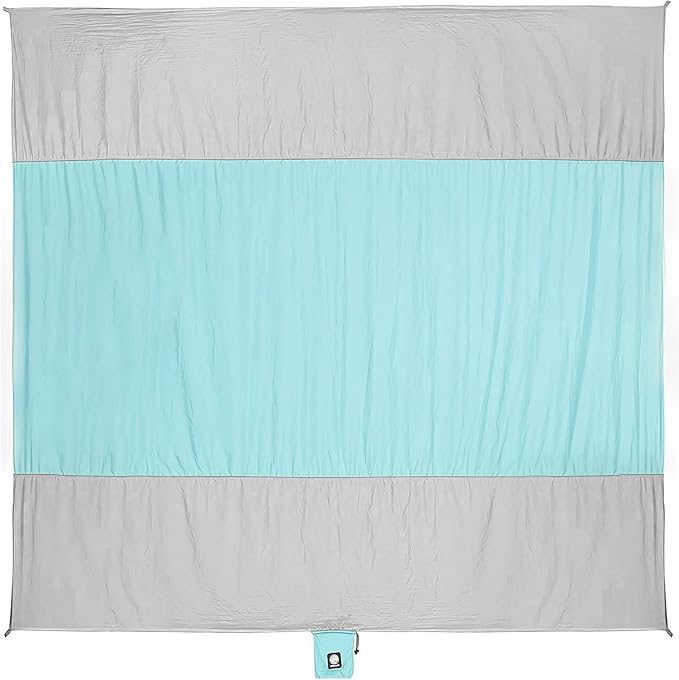 WEKAPO Beach Blanket Sandproof Waterproof, Extra Large Beach Mat, Oversized & Compact Sand Free Mat Quick Drying, Lightweight & Durable with Stakes & Corner Pockets
