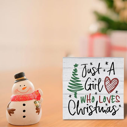 Christmas Decor for Home Just a Girl Who Love Christmas Decor for home Office Merry Xmas Decorations Table 5 x 5 Inches