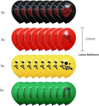 Hades Rasta Party Decorations – Reggae Themed Decor – Jamaica Balloons Garlands Backdrop Banner – Jamaican Birthday Theme Party Supplies for Adults Kids