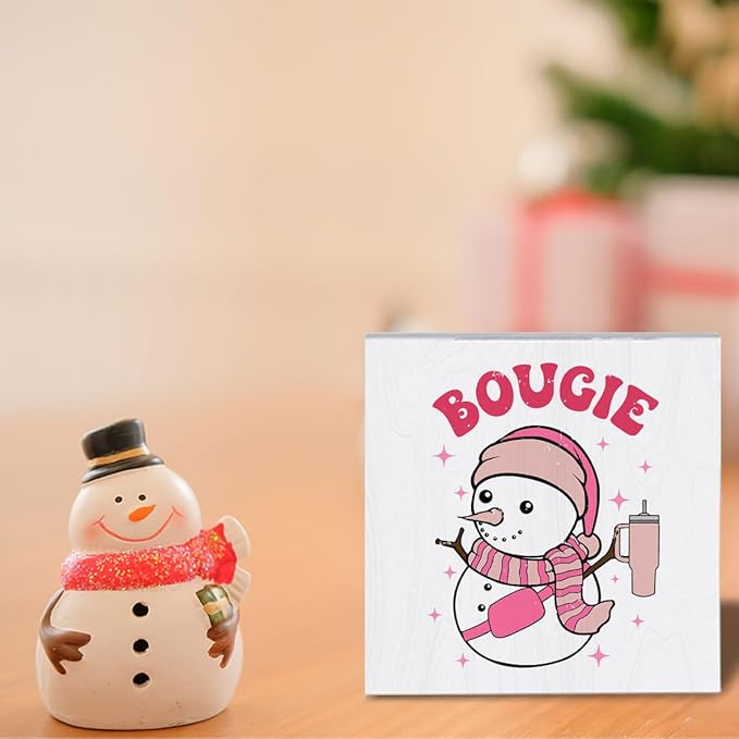 Pink Christmas Decorations for Home Christmas Snowman Decor for Room Snowman Decor for Office Table Merry Xmas Decorations 5 x 5 Inches
