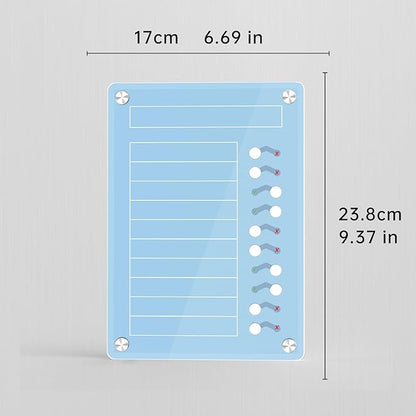 NiHome Acrylic Magnetic To Do List Planning Board with Sliders & Desktop Stand, Kids & Adults Chore Chart, Checklist Routine Chart Task Board for Fridge & Desk, For Magnetic Metal Surfaces Only (Blue)