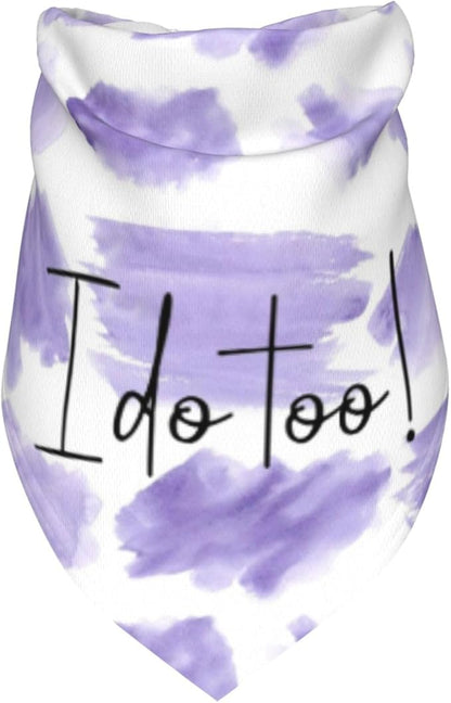 I Do Too Dog Wedding Bandana,Wedding Photo Prop for Dog Lover Pet Scarf AccessoriesMarried Puppy Pet Bandanas Engagement Announcement Gifts (Purple Color Block)