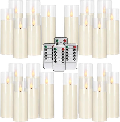 24-Pack A-Series Acrylic LED Flameless Candles with Remote Control,Outdoor Indoor - Perfect for Home Decor,Christmas, Parties, and Special Occasions