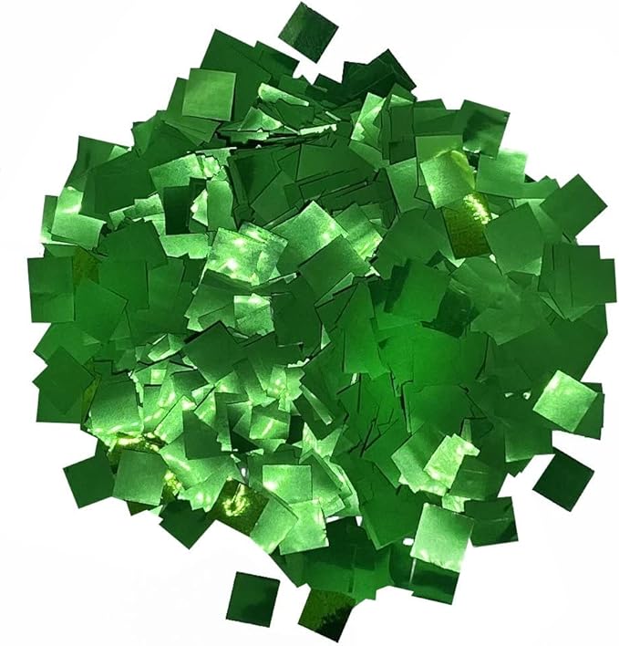 Ultimate Confetti, Fluttering Green Mylar Shiny Foil Metallic Confetti Squares - Lightweight and Slow-Falling Party Confetti for Cannon and Launcher Use - Best for Celebrations - 1 lb, 16 oz