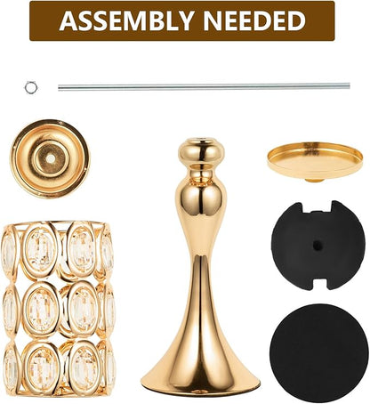 Versatile Vases Set of 2 - 18" Tall Flower Holders Centerpiece Stands with Bling Stones, Gold Trumpet Wedding Vase for Anniversary, Party, Event, Reception, Home Decor