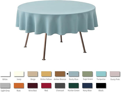 maxmill Round Textured Tablecloth Spill-Proof Wrinkle Free Soft Jacquard Table Cloth for Circular Table Cover, for Dining Room Buffet Banquet Parties Holiday Dinner, 70 Inch Dusty Blue