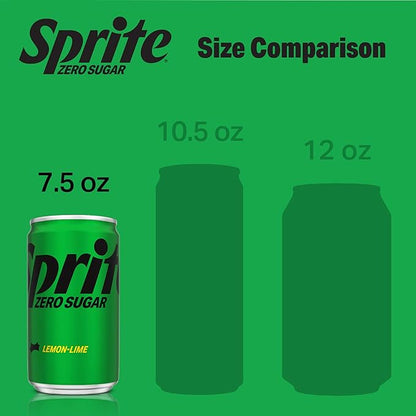 Sprite Zero Sugar Lemon Lime Diet Soda Pop Soft Drinks, 7.5 fl oz, 10 Pack
