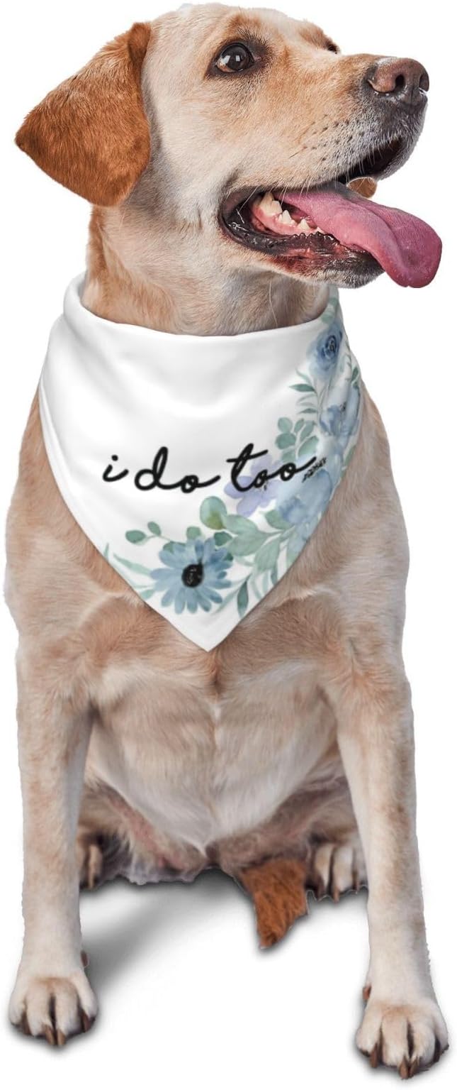 I Do Too Dog Wedding Bandana,Married Puppy Pet Bandanas Accessories,Wedding Photo Prop for Dog Lover Pet Scarf Accessories (Blue Flowers)
