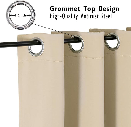 ChrisDowa Blackout Curtains 70 inches Wide for Bedroom - Extra Wide Grommet Thermal Insulated Room Darkening Curtains for Living Room (1 Panel, Biscotti Beige, 70 x 84 Inch)