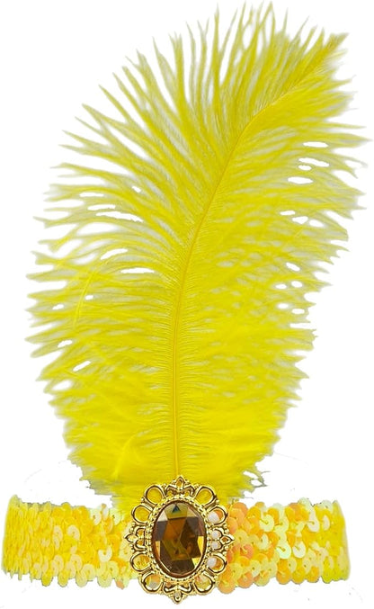 Feather Headpiece Sequins Headbands 1920s Flapper Showgirl Headpieces for Women Girls Carnival Party Accessories