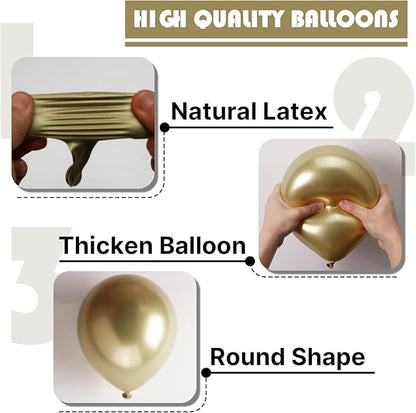 PartyWoo Metallic Gold Balloons 50pcs 5 Inch Chrome Gold Latex Balloons for Birthday Graduation Baby Shower Anniversary Wedding Bachelorette Christmas New Year Tea Party Decorations Gold-G128
