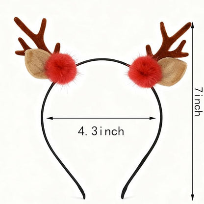 YUYIYANG 1 PC Reindeer Antler Headband Cute Plush Christmas Hairband Reindeer Ear Party Hair Accessory