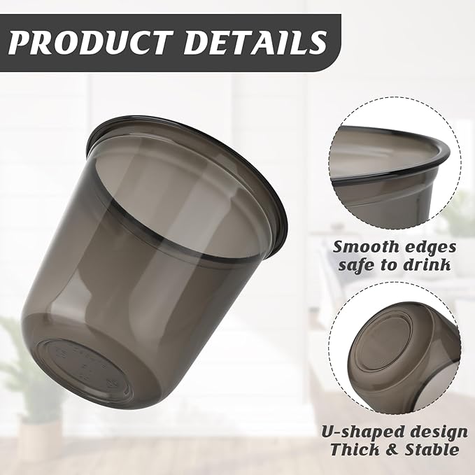 50pcs 12oz Disposable Stemless Glasses,PET Disposable Drinking Cups,Cold Party Clear Plastic Wine Glasses for Parties Birthday,Wedding,Meeting,Christmas Party Supplies. (Black)