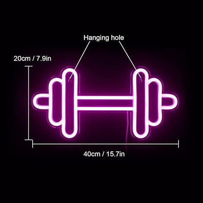 Lucunstar Gym Neon Sign Barbell Pink Neon Signs LED Dumbbell Shaped Light Up Gym Wall Stickers for Fitness Club Decor LED Sign Sports Gifts for Teen Girls Teen Sports Room Game Room Decor