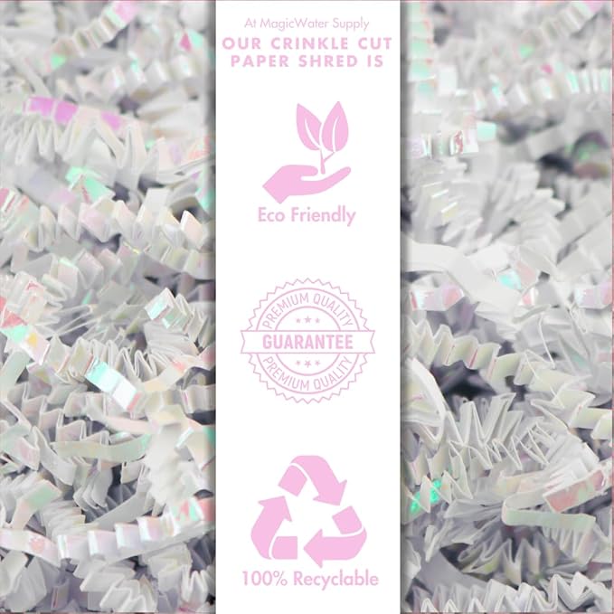 MagicWater Crinkle Cut Paper for Gift Baskets - 2LB - Diamond White - Perfect for Shredded Paper Filler, Basket Filler, Gift Boxes, Bridesmaid Gifts,Christmas Stuffers & More – Ideal for All Occasions