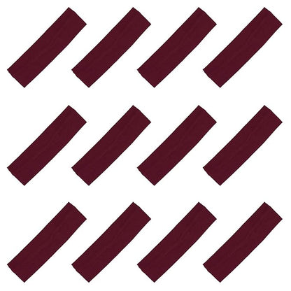 Kenz Laurenz Soft and Stretchy Elastic Cotton Headbands, Pack of 12, Maroon