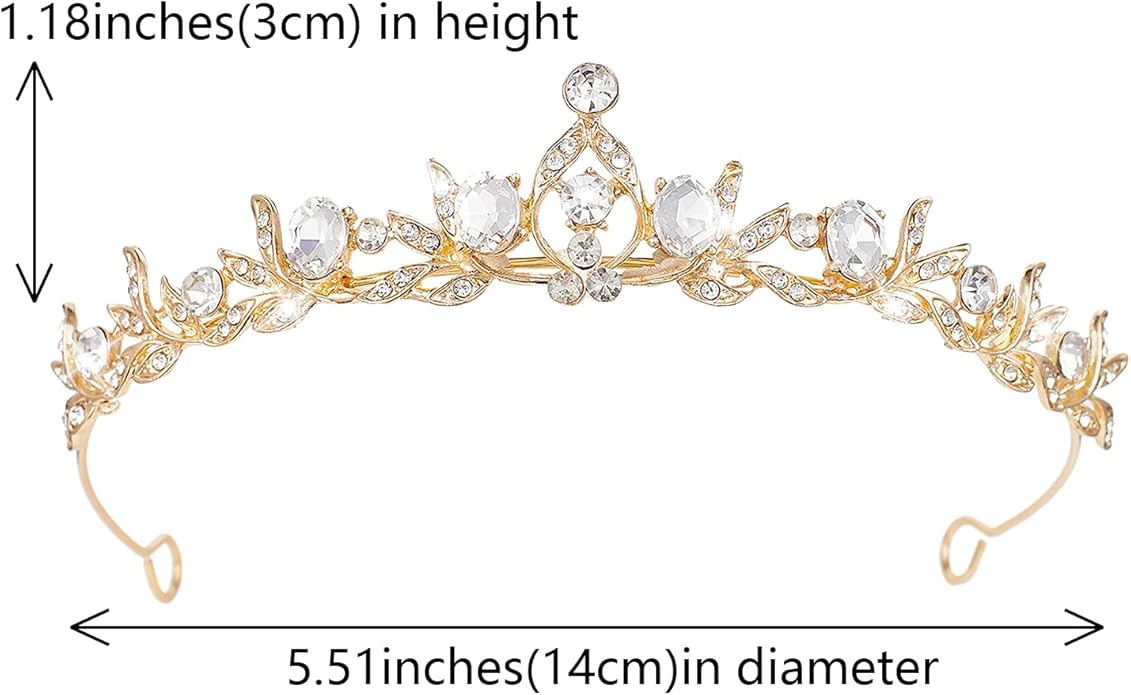 Crystal Tiaras & Crowns for Women, Bride Royal Queen Headband Princess Headpieces for Birthday Cake Crown & Prom Pageant Party