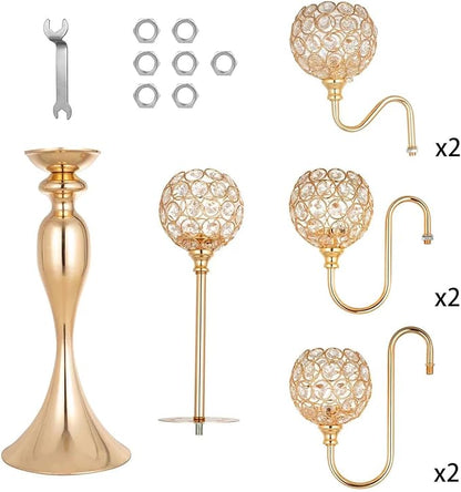 Candelabra Centerpieces for Table, Candle Holder for Table Centerpieces, 7Arm Tall Crystal Candelabra Candle Holder, Gold Centerpiece for Table Wedding Christmas Party Event