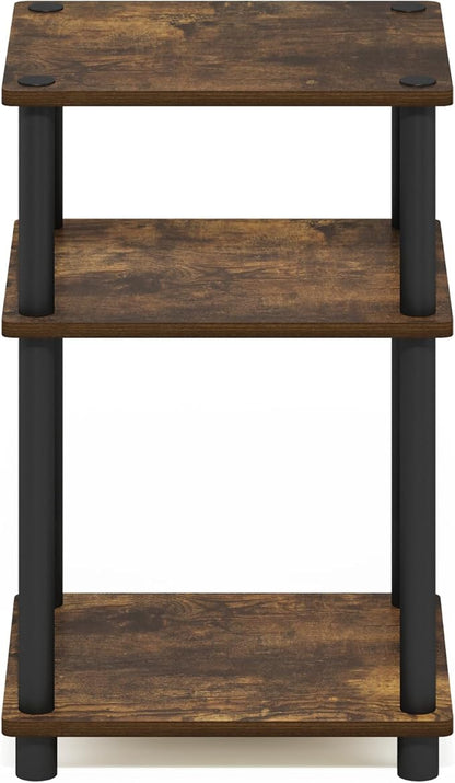 Furinno JUST Side Table, 3-Tier End Table, Open Shelves Night Stand, Bedside Table, Toolless Assembly, for Living Room, Bedroom, Bathroom, Amber Pine