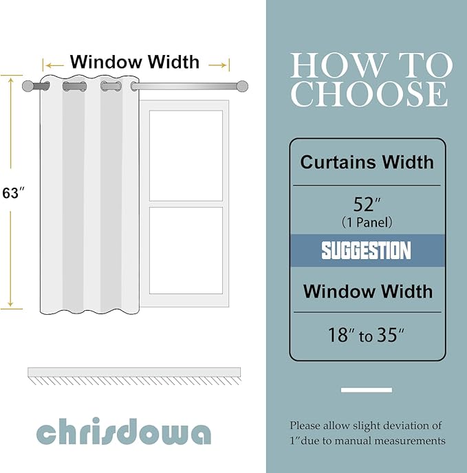 ChrisDowa Grommet Blackout Curtains for Bedroom - Thermal Insulated Room Darkening Curtains for Living Room (1 Panel Set, Sky Blue, 52W x 63L)