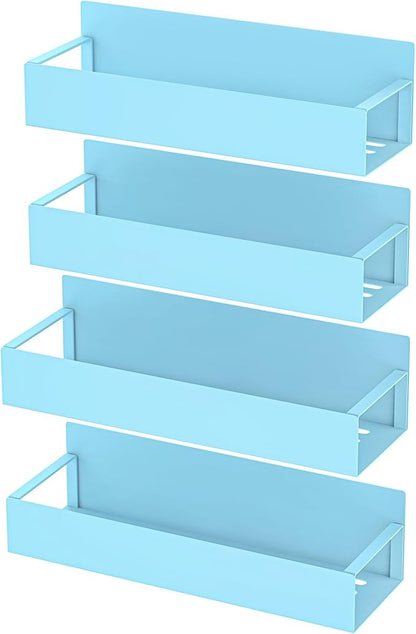 4 Pack Magnetic Spice Storage Rack Organizer for Refrigerator and Oven, Blue Fridge Organizers and Storage
