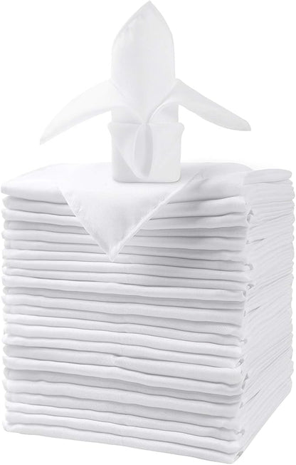 25pcs Polyester Cloth Napkins - 20 x 20 inch White Dinner Washable Napkins with Hemmed Edges for Restaurant/Wedding/Hotel(25,White)