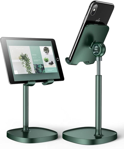 LISEN Phone Holder for Desk, Adjustable Phone Holder Cell Phone Stand Tablet Stand, Green Desk Accessories Office Gifts for Mom Easter Kids Gifts Compatible with iPhone iPad Switch 4-10"