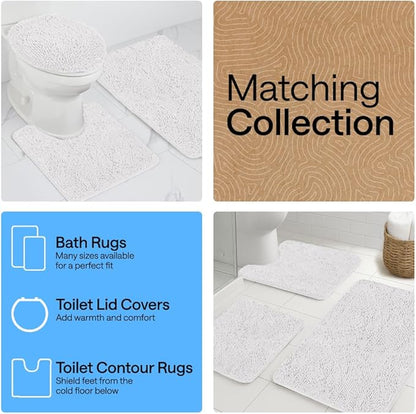 GORILLA GRIP Bathroom Rug Sets, Soft Chenille 2 Piece Area Rugs Set, Toilet Base Mat and 30x20 Carpet, Absorbent Microfiber Washable Mats Dry Quickly, Home Décor and Bath Room Accessories, White
