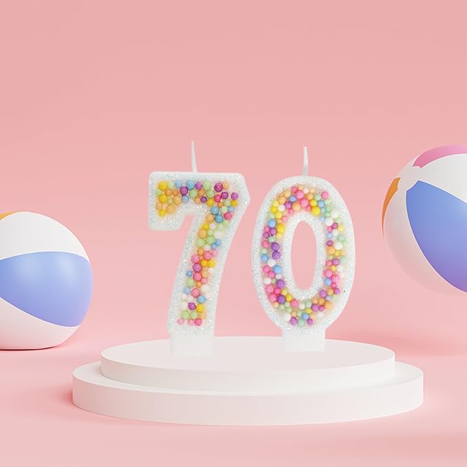 70th Birthday Candle for Cake, Colorful Macaron Numeral Candles for Women/Girl, Theme Birthday Party Cake Decorations, Cake Topper for Birthday Party Supplies (Number 70)